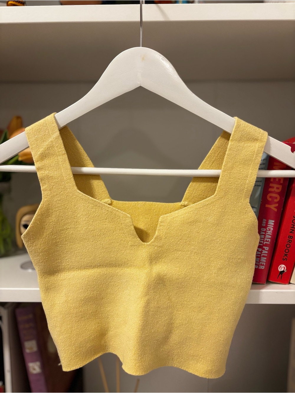 Yellow V- detailed Cropped Top